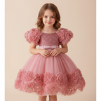 Vestido de cumpleaños para niña, talla grande, rosa