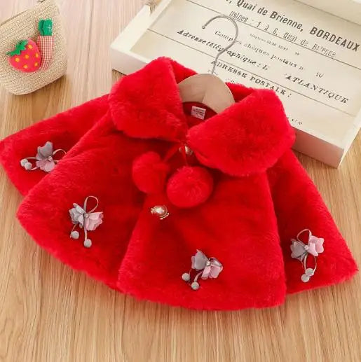 Petit manteau avec de petites fleurs rouge