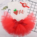 Ensemble anniversaire bébé "one" fraise