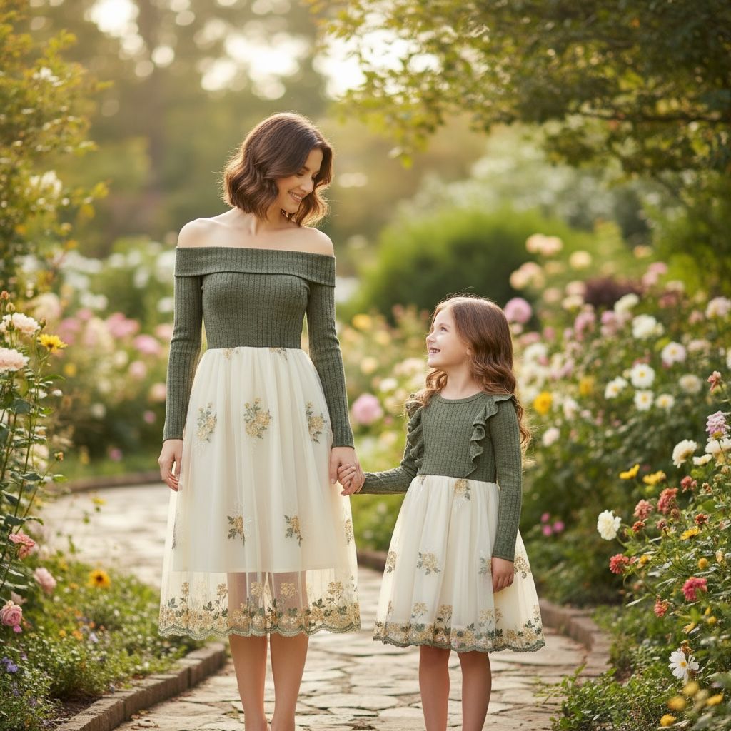 IMEKIS Robe assortie pour femme et fille - Épaule dégagée IMEKIS Robe assortie pour femme et fille - Épaule dégagée