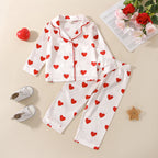 Pyjama fille Love à cœurs rouges – ensemble enfant 2 ans doux et respirant