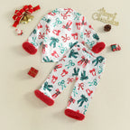 Pyjama fille rouge et vert nœuds papillon – tenue festive hiver 2 à 4 ans