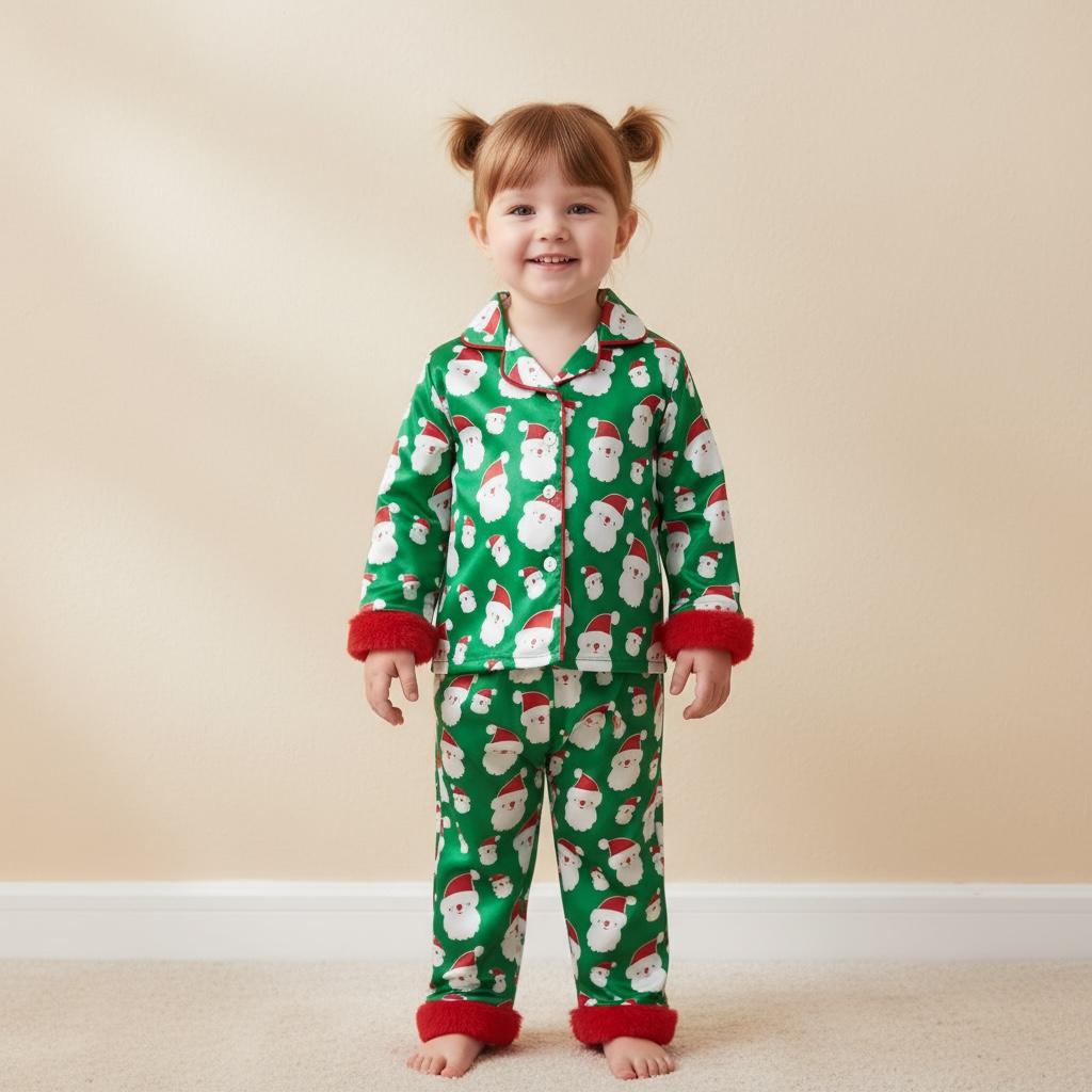 pyjama de noël père noël vert enfant
