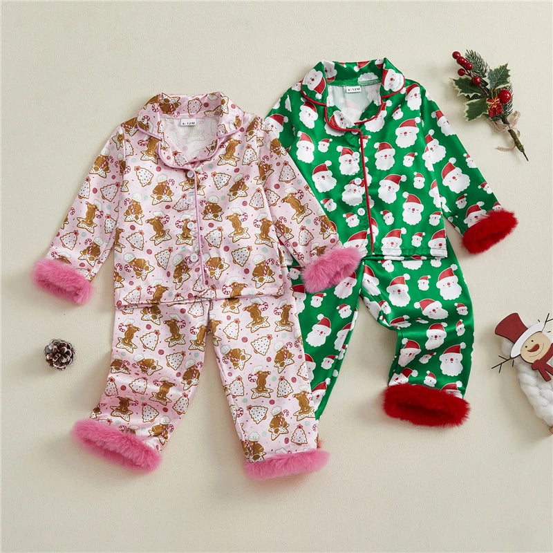 pyjama fille noël rose et vert renne cadeaux