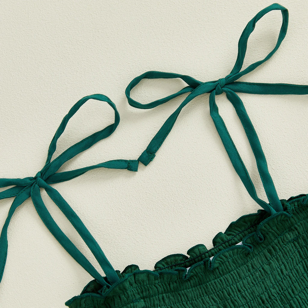 Bretelles à nouer de la robe sapin de Noël pour fille