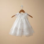 Robe baptême bébé fille blanche dentelle col perlé 18-24 mois vue de face