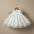 Robe baptême bébé fille blanche grand nœud satin dos 18-24 mois