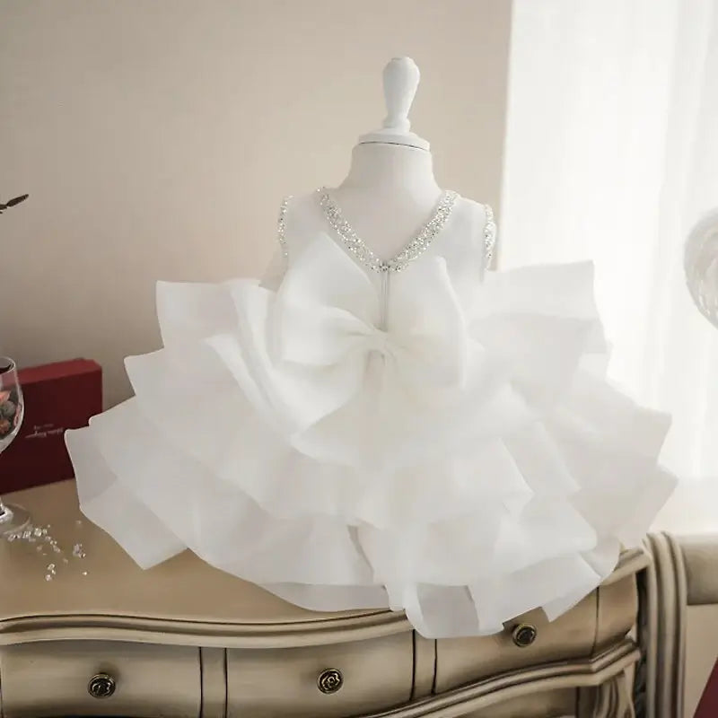 Robe de princesse fille communion - Blanche