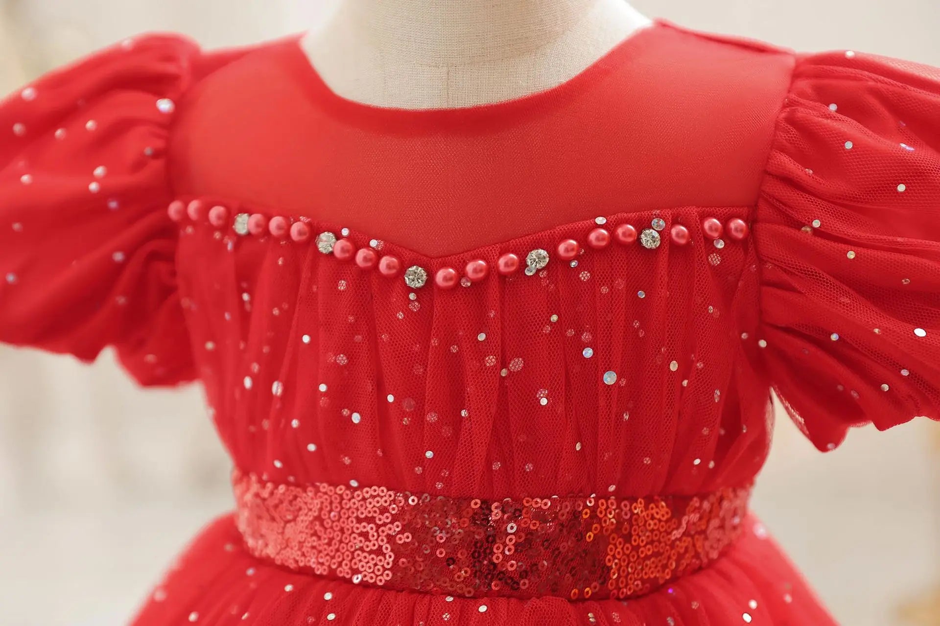 Vestido de cumpleaños azul cielo para bebé niña