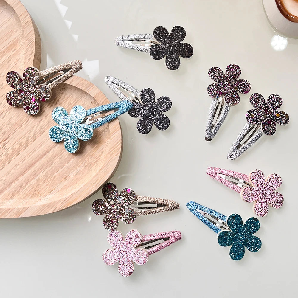 Juego de 10 pinzas para el cabello infantiles con diseño de flor/conejo