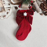  Chaussette de Noël pour fille rouge court flocon de neige