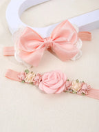 Set di fasce per capelli rosa e bianche per neonati/bambini