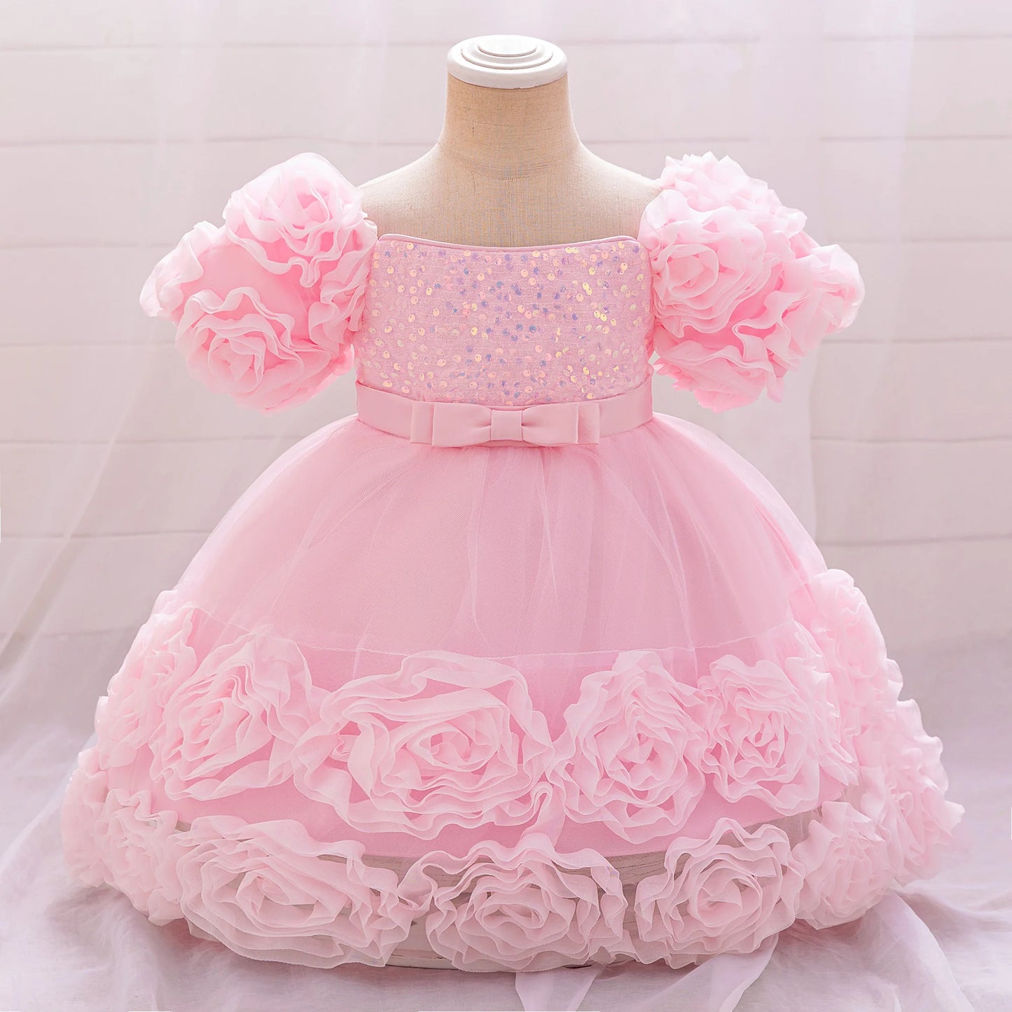 Robe d'anniversaire fille Grande rose