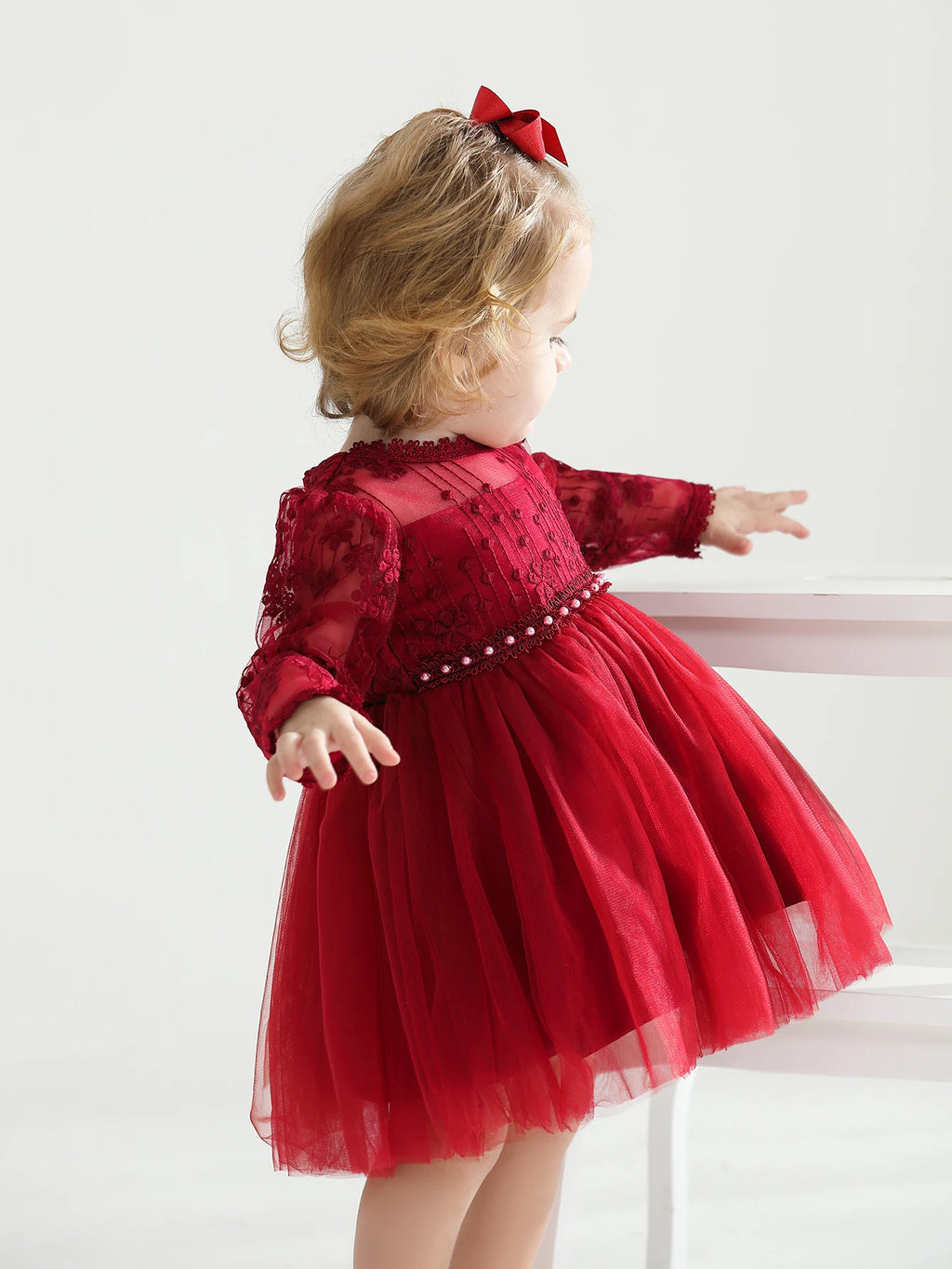 Vestito rosso per bambini Tana con maniche