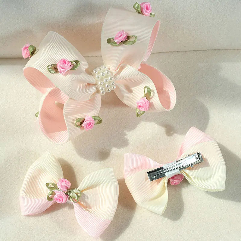 Lot de 3 barrettes mini rose enfant