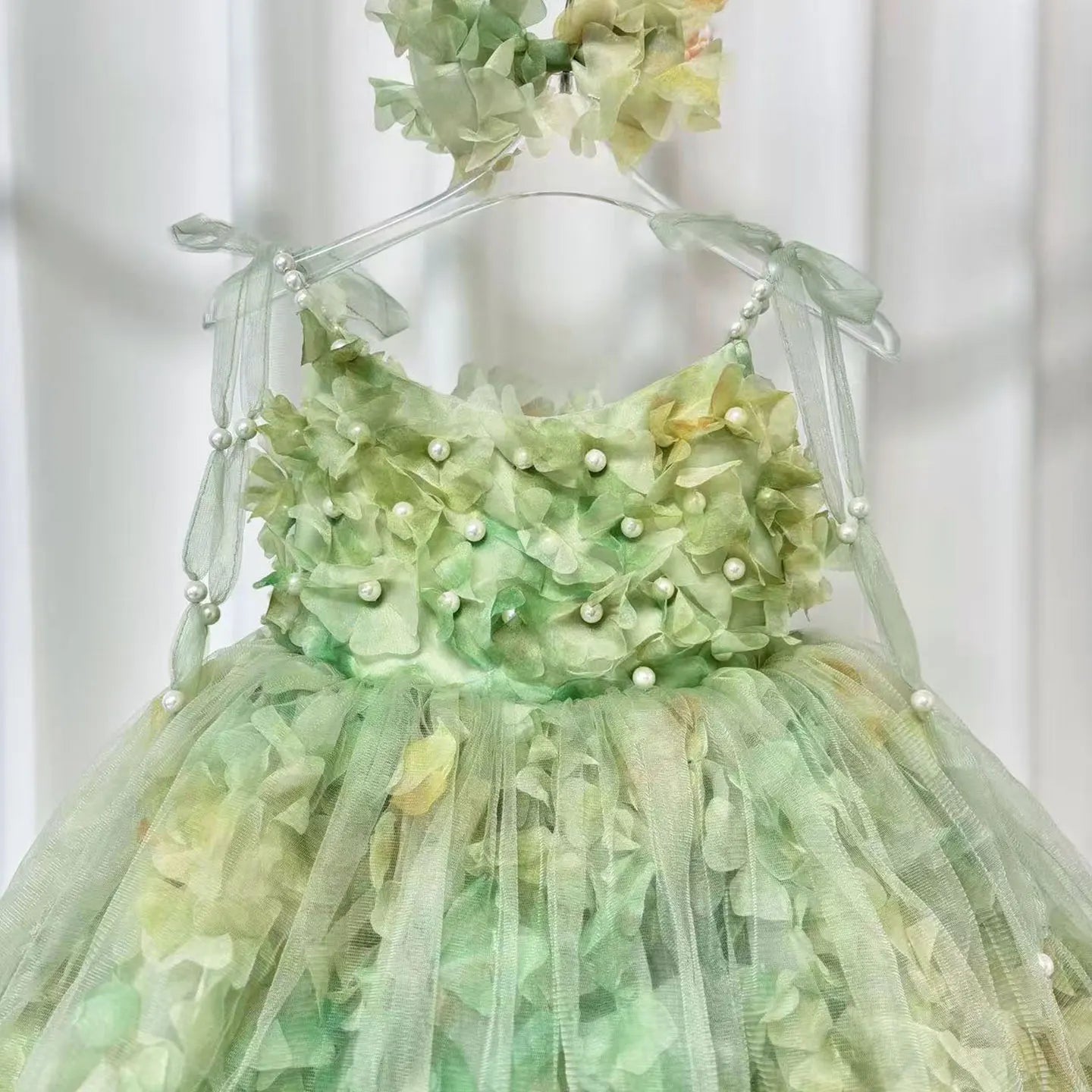 Robe de princesse fille - Fleurs et perles