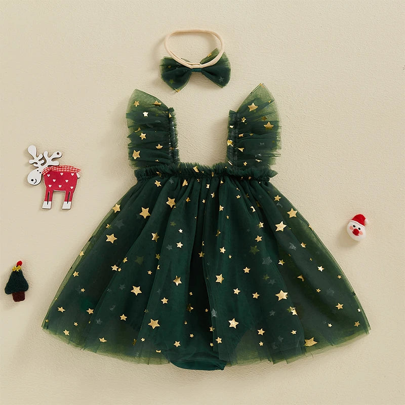 Robe De Noël Bébé Fille - Ensemble Déguisement Noël 0-3 Mois Avec Chapeau Et Pantalon - Motifs Père Noël, Bonhomme De Neige