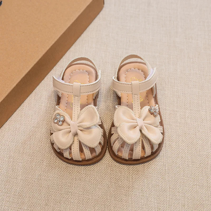 Sandali per neonati/bambini con velcro e fiore