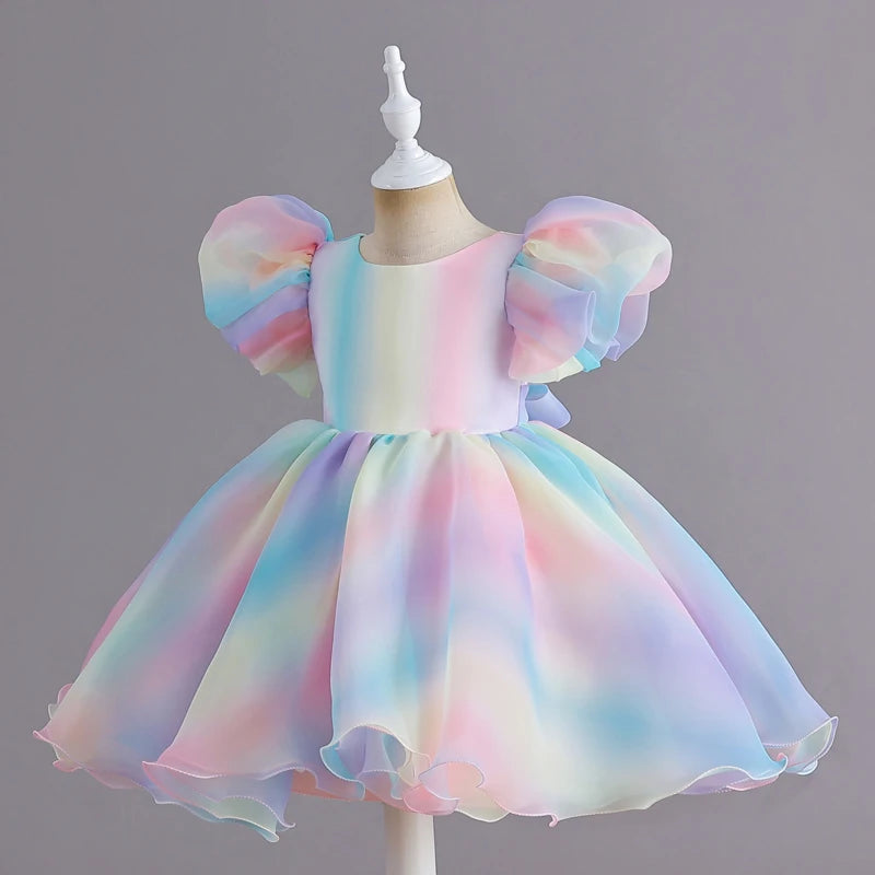Robe de cérémonie arc-en-ciel fille