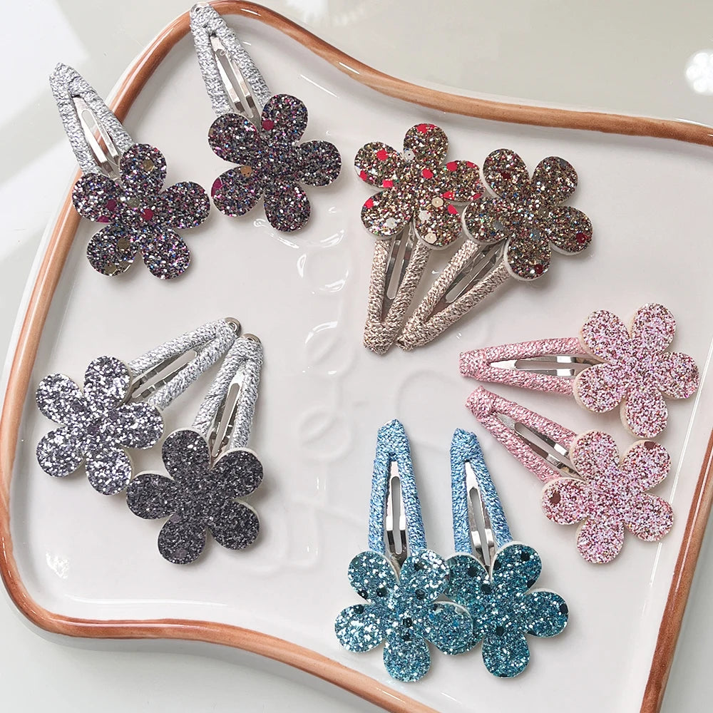 Juego de 10 pinzas para el cabello infantiles con diseño de flor/conejo