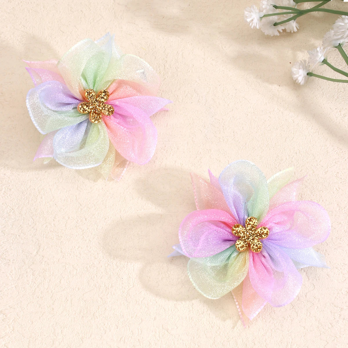 Lot de 2 barrettes fleurs et couleurs enfant aux couleurs claires