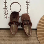 Ballerine in pelle scamosciata in stile natalizio per bambine