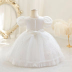 Vestido de cumpleaños azul cielo para bebé niña