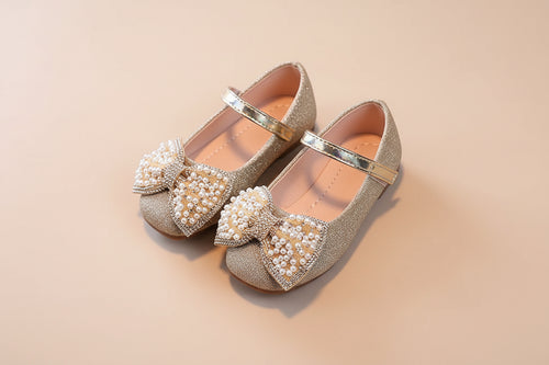 Ballerine fille nœud de papillon de Noël or