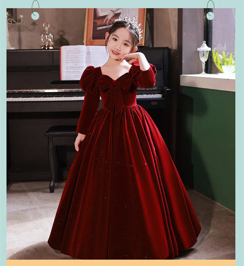 Abito da ballo in pelle scamosciata/effetto lucido per bambine