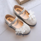 Ballerine fille paillettes et fleurs beige
