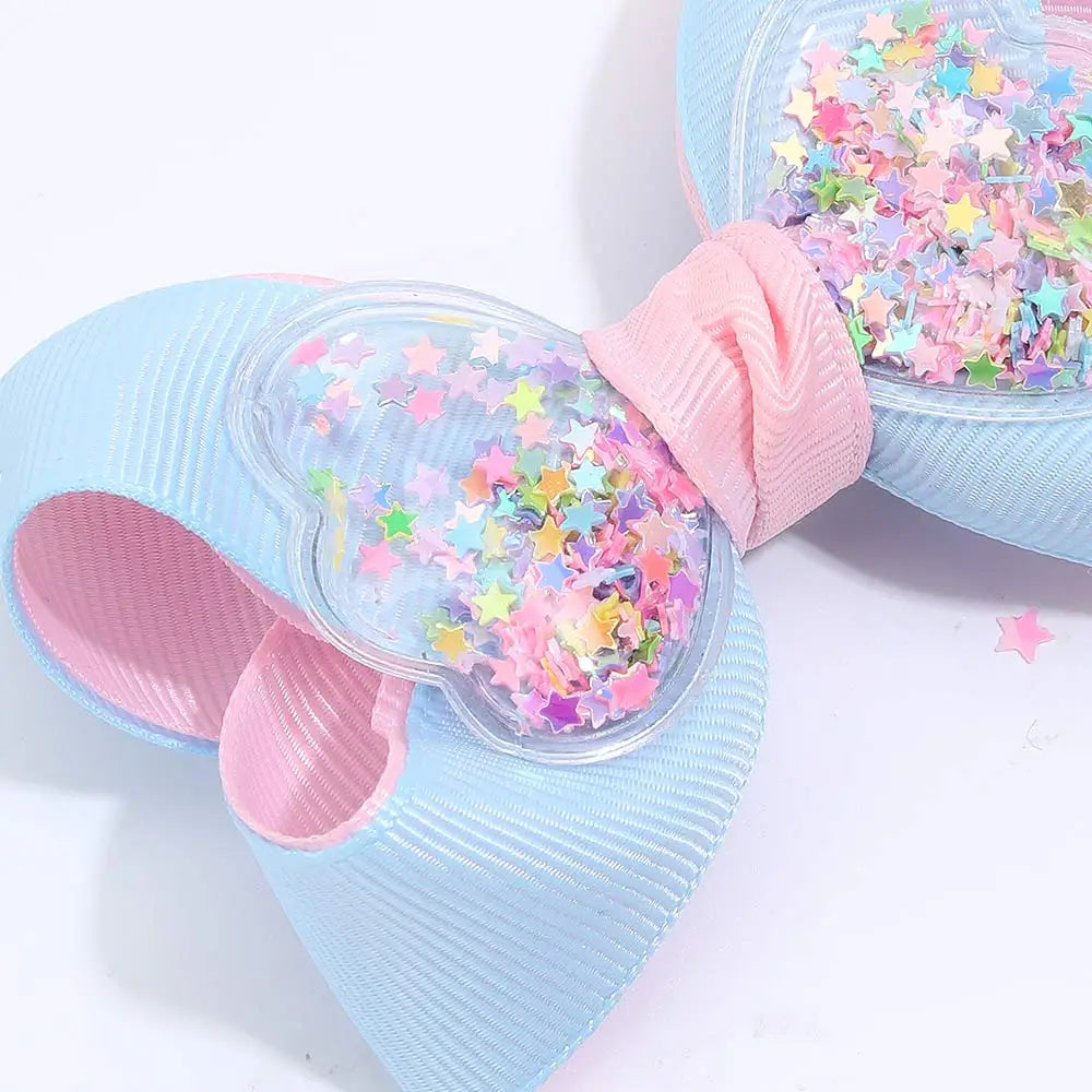 Lot de 2 barrettes noeud scintillant enfant