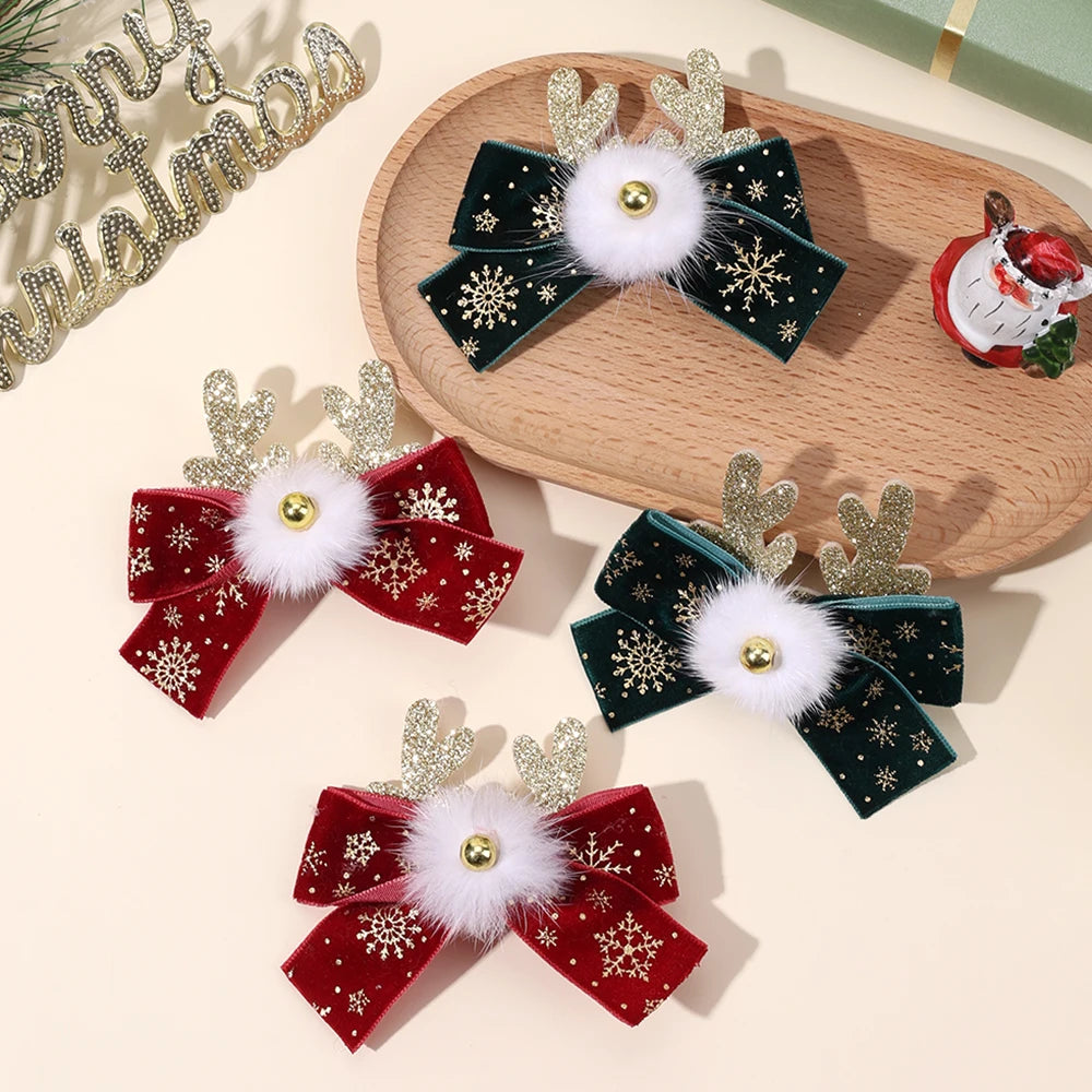 Lot de 4 barrettes de noël petit renne