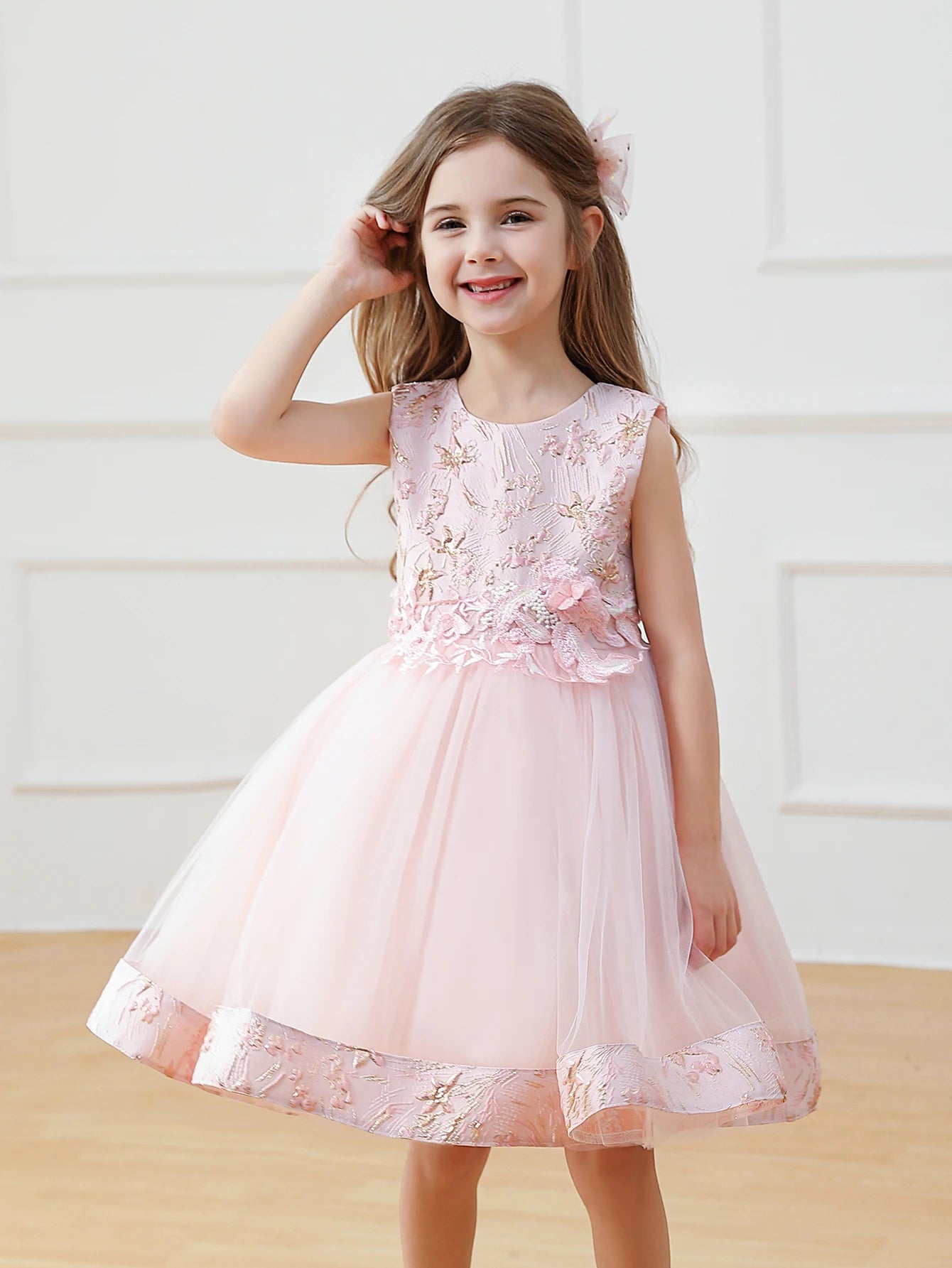 Vestido formal rosa Lina para niñas