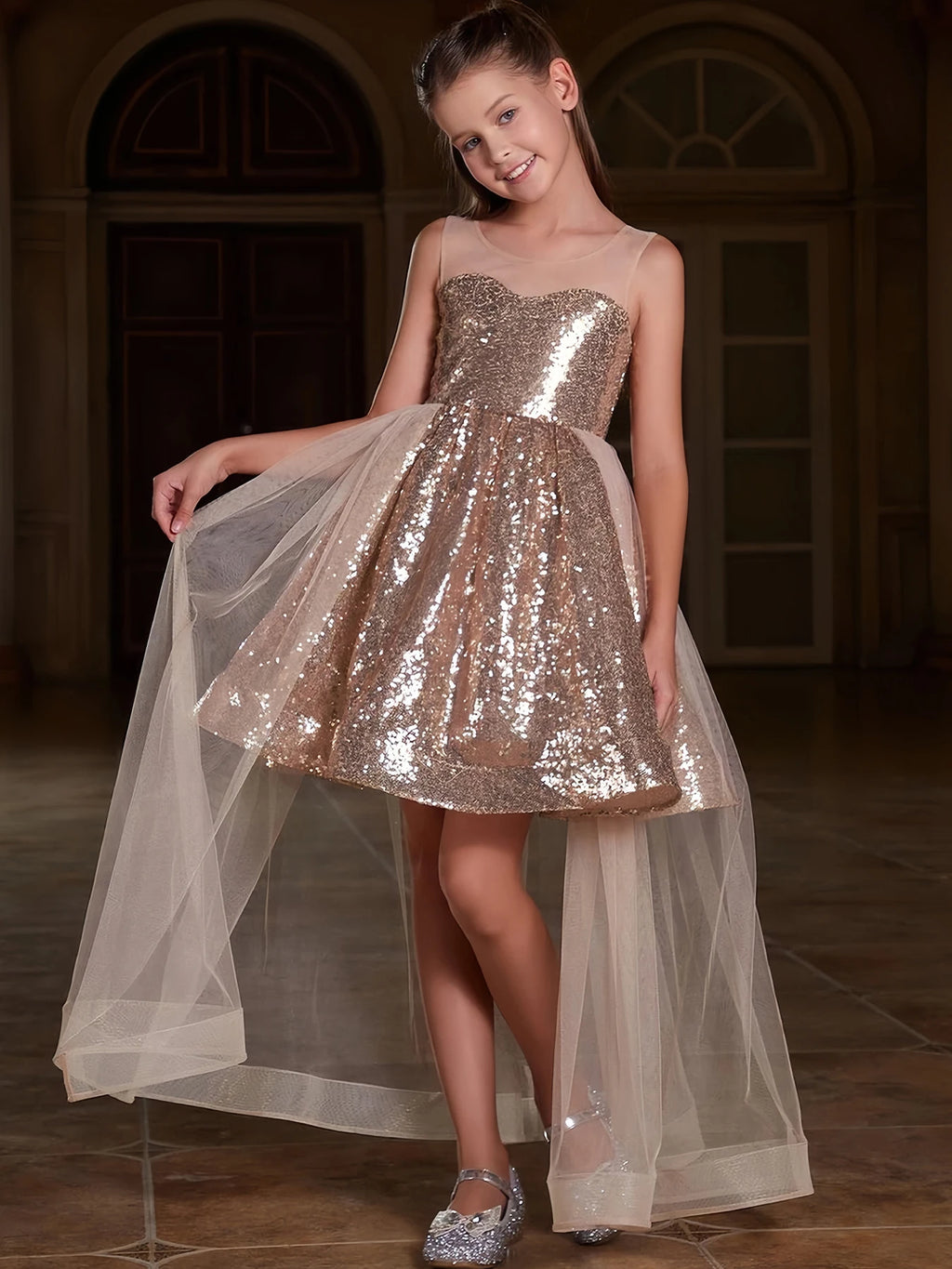 Vestido de gala navideño para niñas