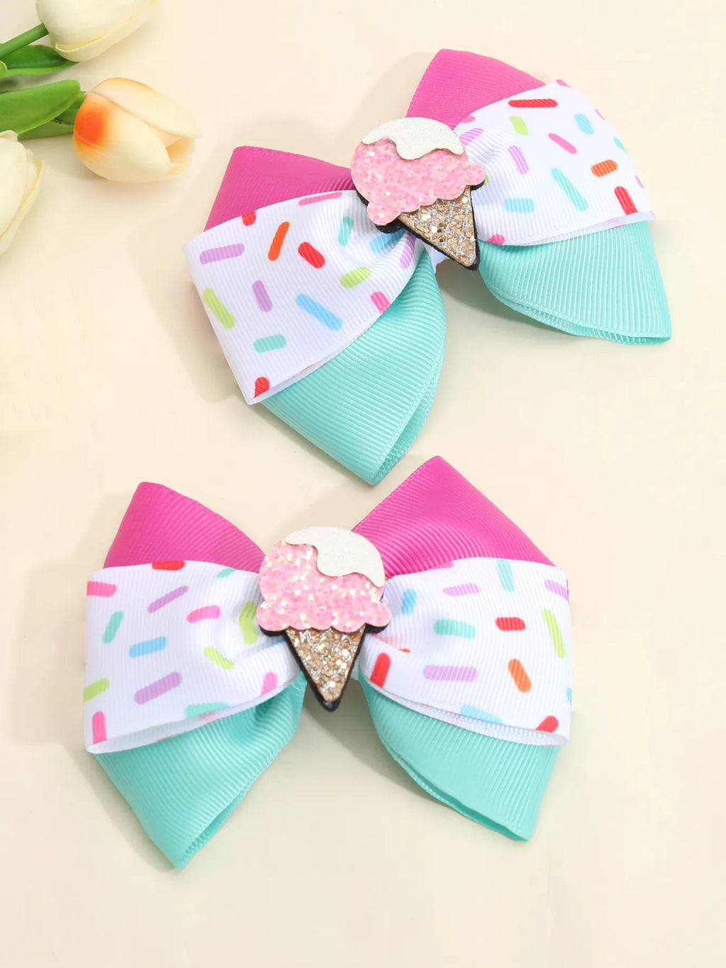 Lot de 2 barrettes colorées pour fille rose et vert