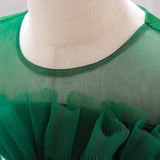 Robe pour noël fille froufrou details vert