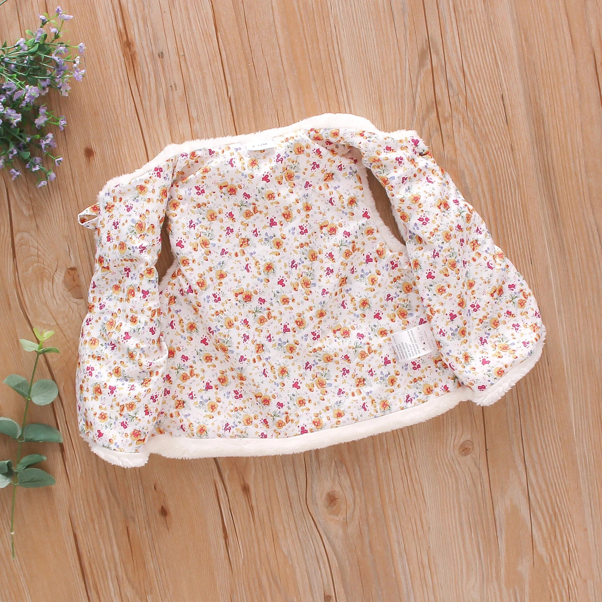 Gilet floreale in pelliccia sintetica per bambini