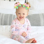 Lot de 2 barrettes colorées pour fille vert rose et jaune