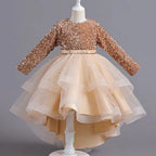 Robe de noël manche longue paillette or