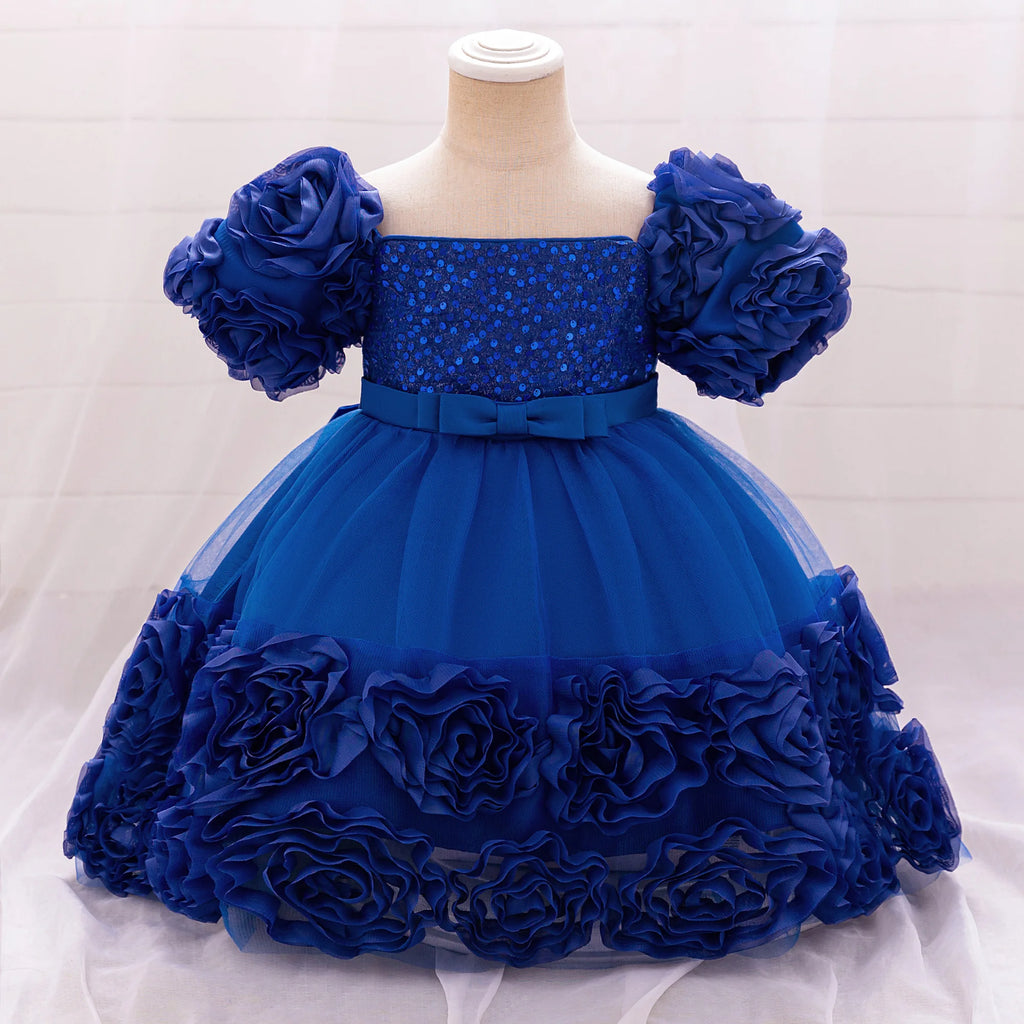 Vestido de cumpleaños para niña, talla grande, rosa