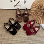 Ballerine in pelle scamosciata in stile natalizio per bambine