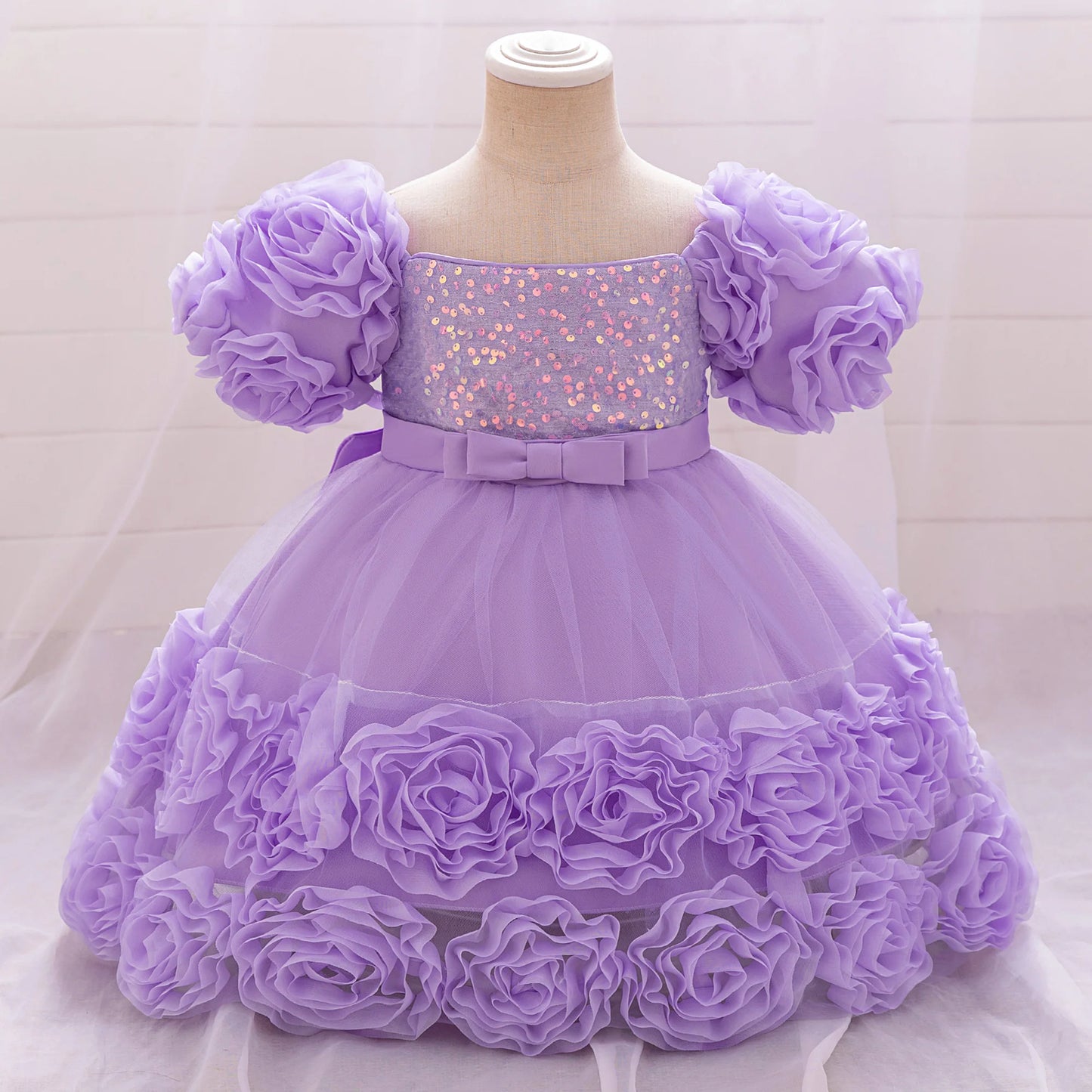 Robe d'anniversaire fille Grande rose