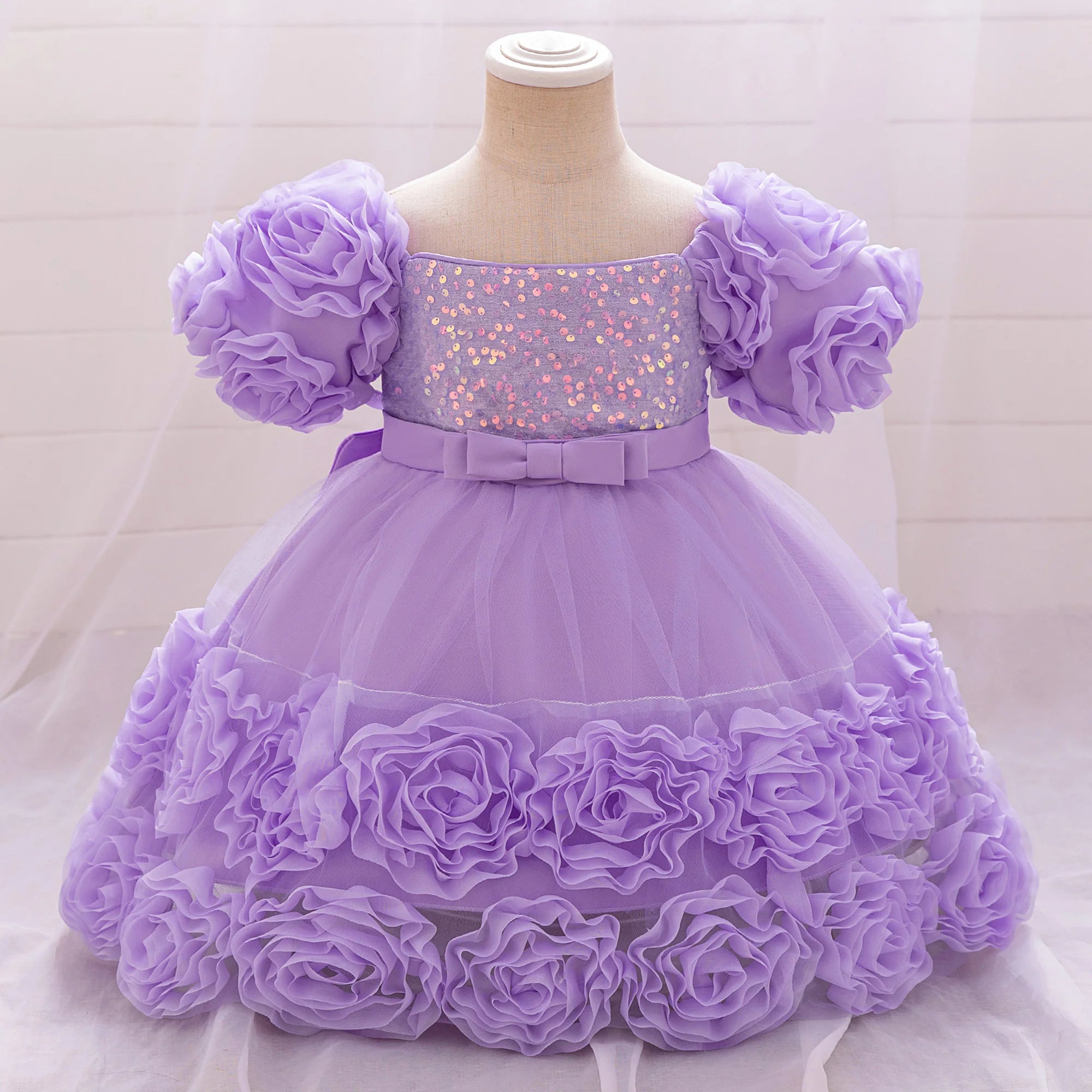 Vestido de cumpleaños para niña, talla grande, rosa