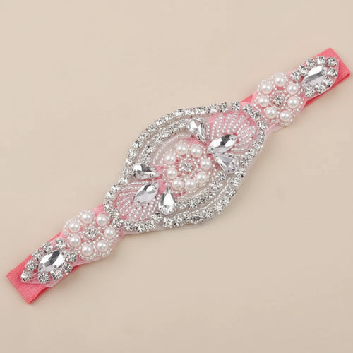 Bandeau pour enfant avec des strass beige, accessoire ceremonie