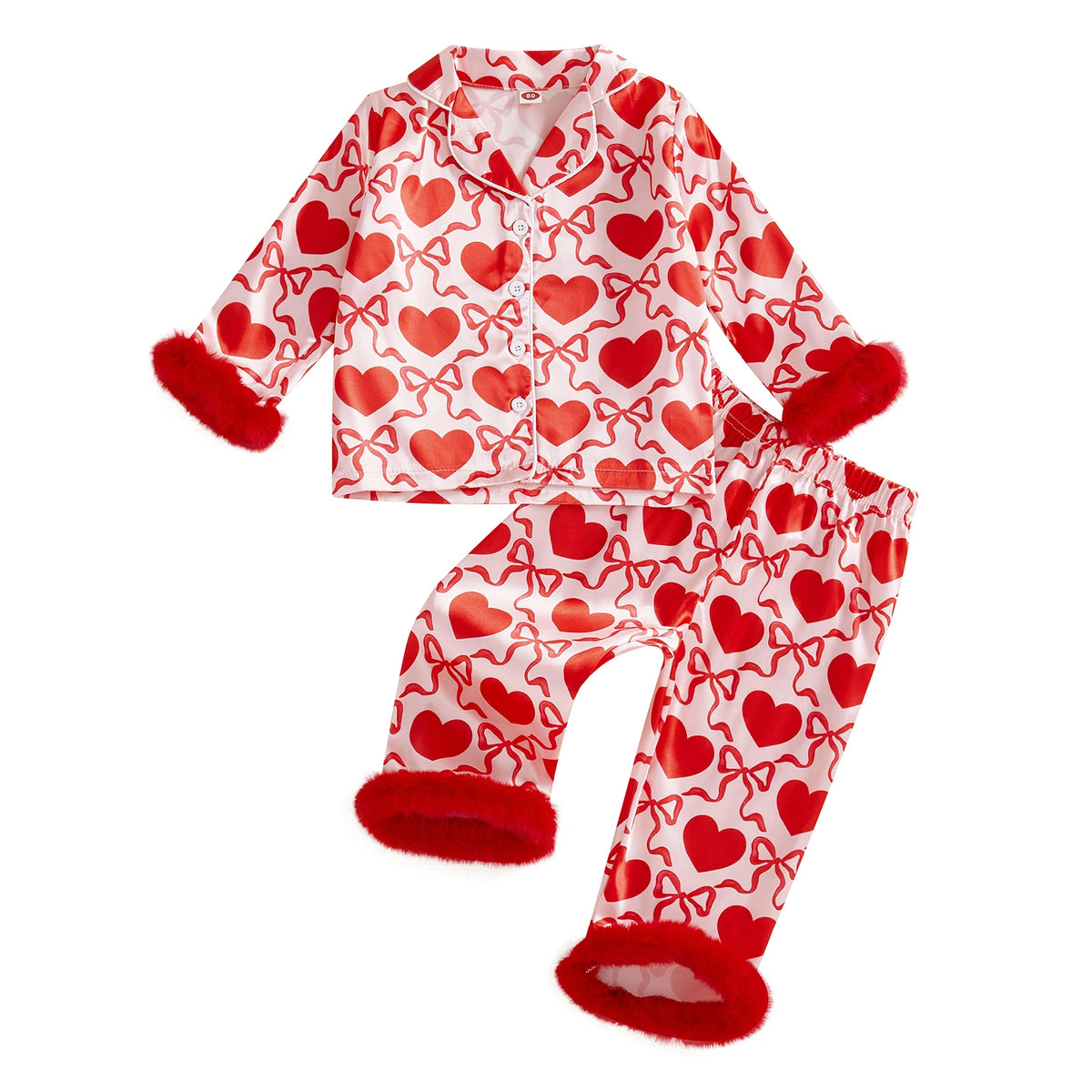 Robe Enfant Fille 4 Ans Pyjama Satin Rose Avec Nœud – Ensemble 2 Pièces Haut Boutonné Et Short Pour Saint-Valentin