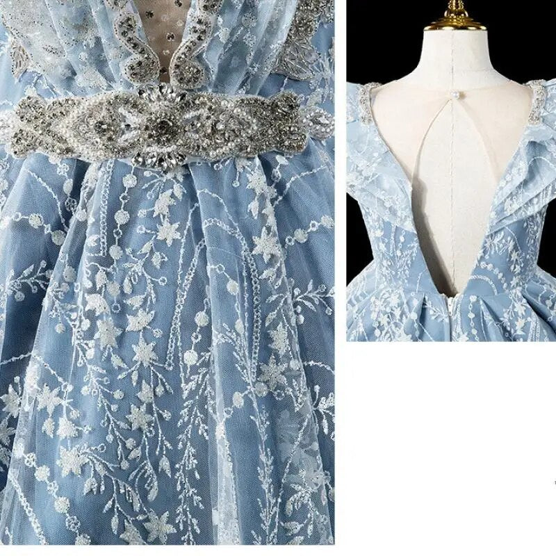 Robe de noël enfant fille bleu