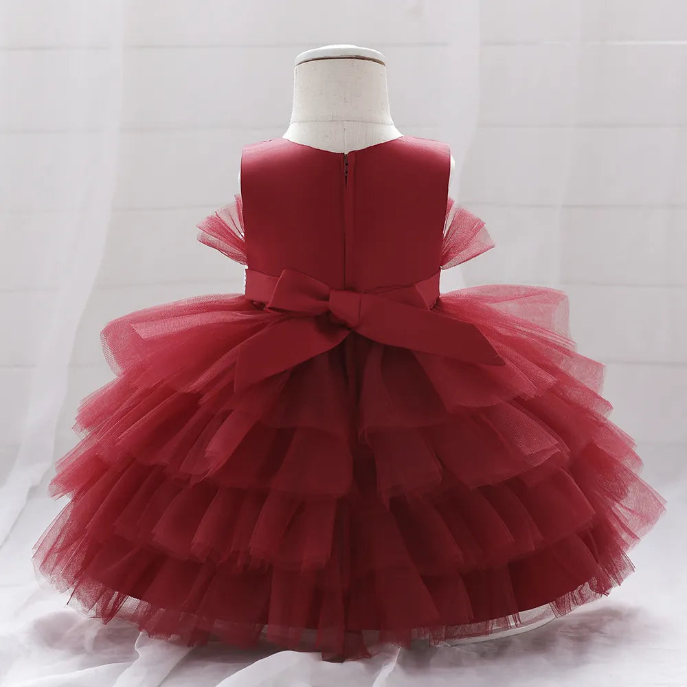 Robe pour noël petite fille froufrou rouge
