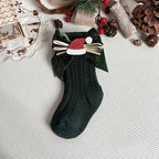  Chaussette de Noël pour fille verte courte chapeau de noel