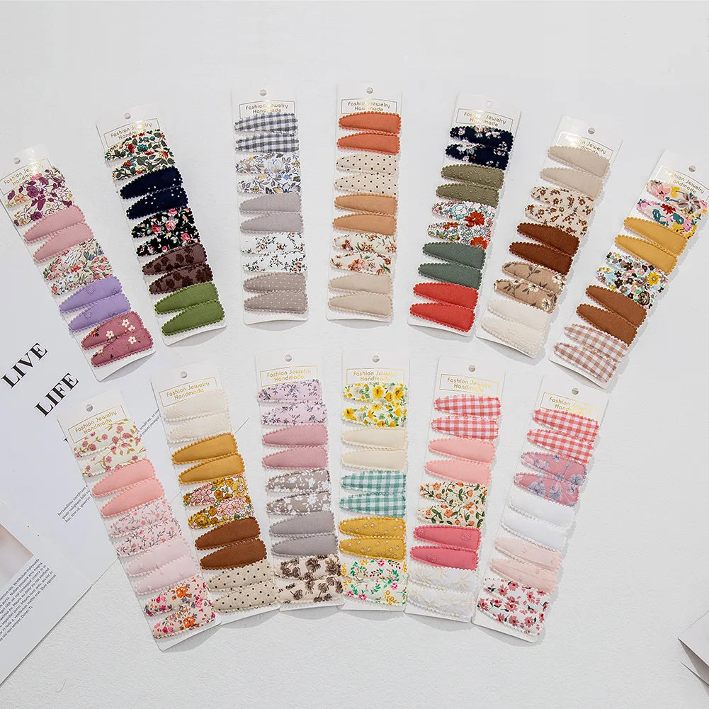 Juego de 10 bonitas pinzas para el cabello con diseños estampados