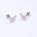 Boucle d'oreille enfant - Papillon rose - L'univers de la licorne